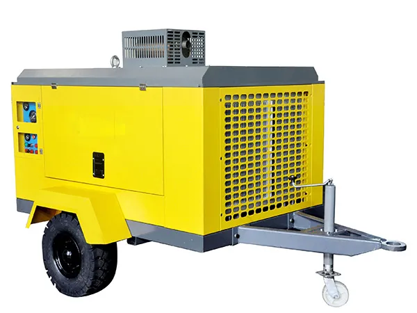 Portable diesel single-screw compressor, trailer mounted