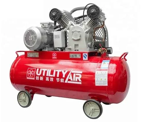 Red Utility Air wheel-mounted belt-driven piston air compressor