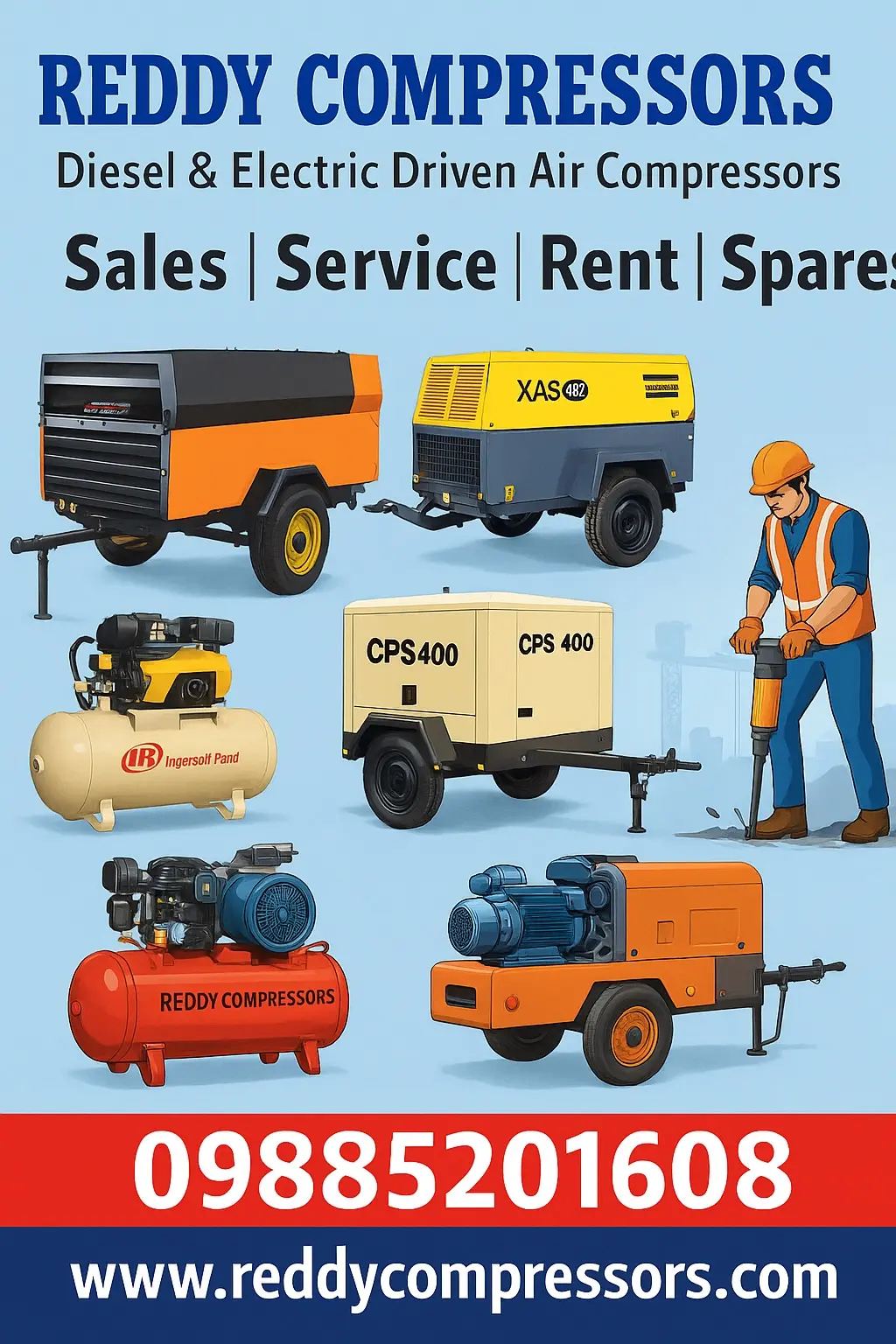 Reddy Compressors diesel and electric air compressor range