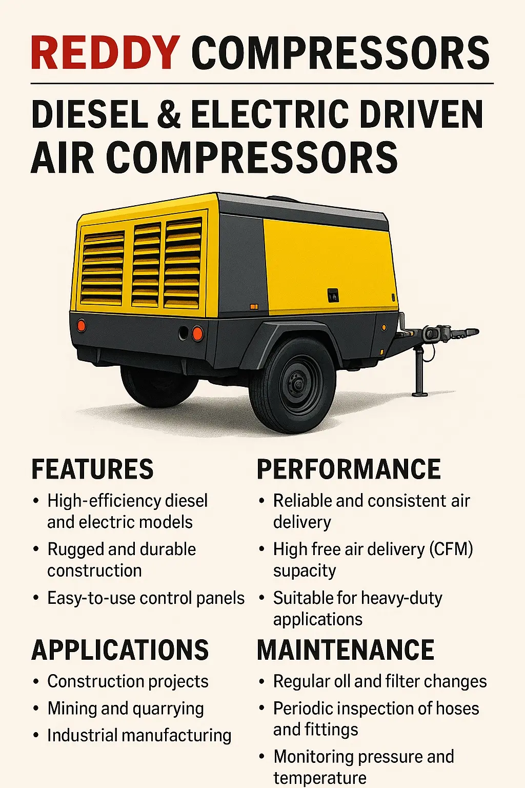 Diesel and electric driven industrial air compressor presentation