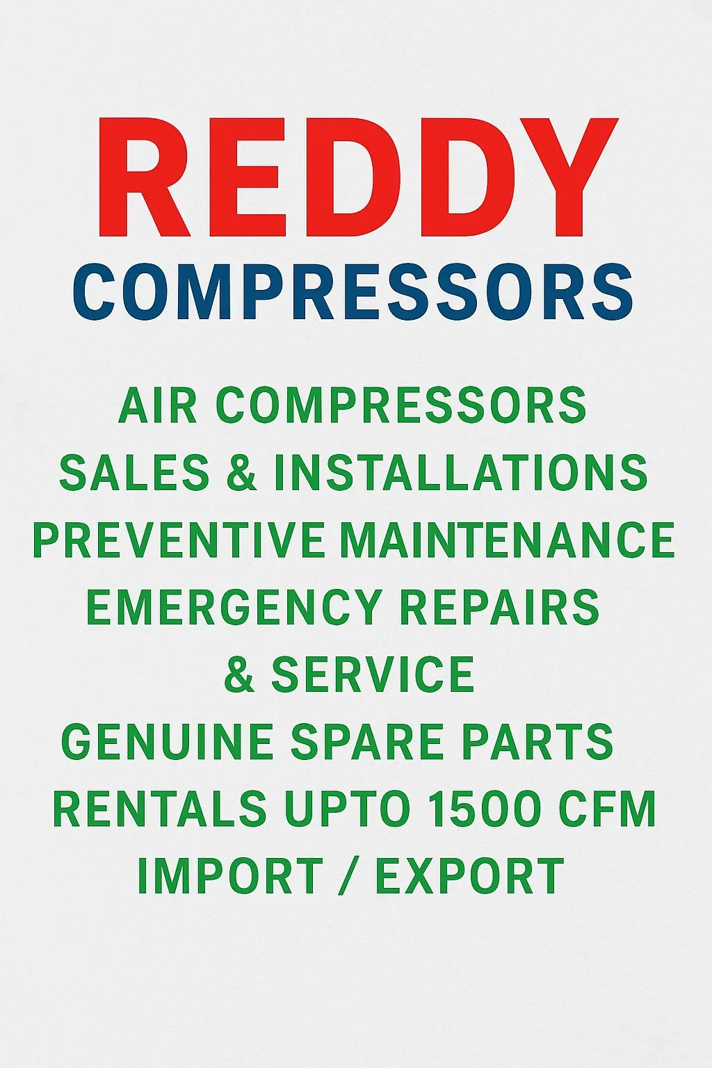 Reddy Compressors sales installation maintenance and service presentation