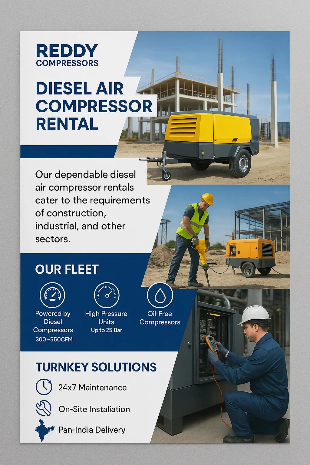 Portable compressor rental performance and service presentation